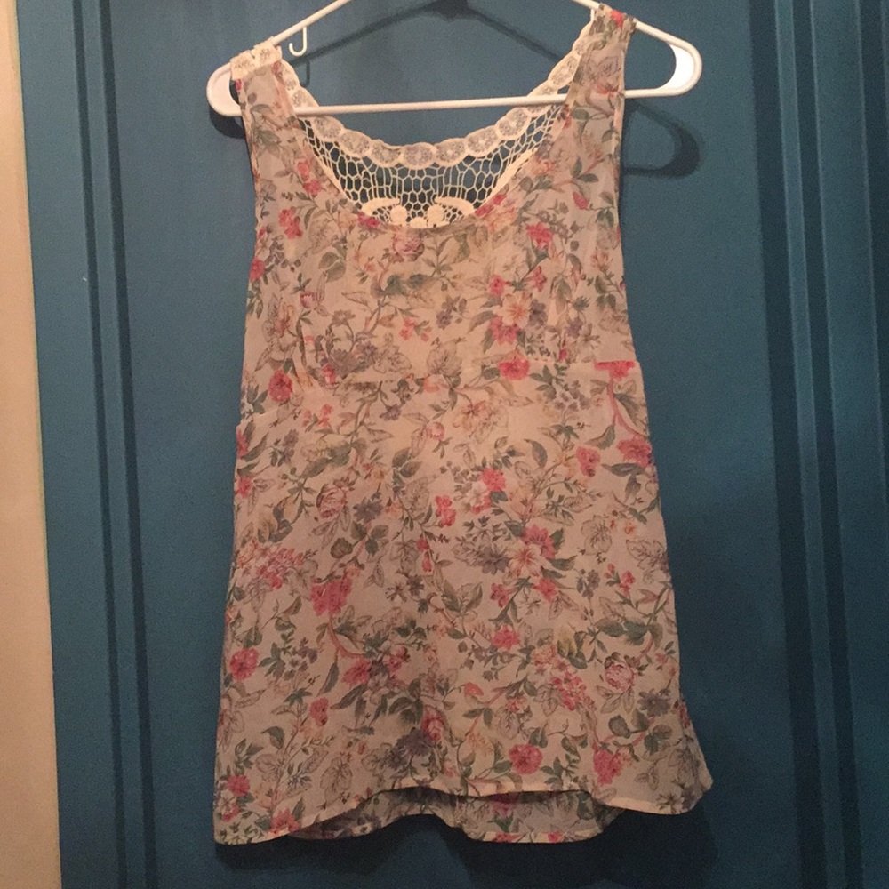 Semi see through flowery shirt